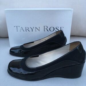 TARYN ROSE Patent Leather Platform Shoes in Black